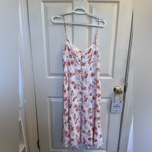 Reformation Floral Button Maxi Dress White/Pink Size 8